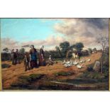 Charles Edward Roe (1862-1940), farm workers returning home, oil on canvas, 89cm x 59cm, signed