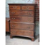 A George III mahogany chest of chest, width 102cm, depth 50cm & height 146cm. Condition - likely cut