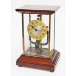 A Bulle electric mantle clock in glass and mahogany case, height 26cm. Condition - as found.