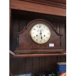 An antique Morath Bros Liverpool, Edwardian 8 day striking mantle clock, having round silvered