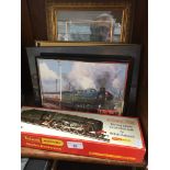 A Tri-ang Hornby Evening Star 00 gauge and a collection of train pictures