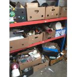 17 boxes of assorted items to include glassware, pottery, ornaments, kitchenware, household items,