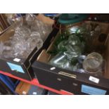 Two boxes of mixed glassware.