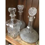 Three glass decanters