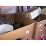 2 boxes of misc glassware and pottery