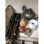 Carving set, teapot etc.