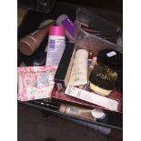 A box of cosmetics and other products
