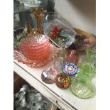 Coloured glassware and art glass, pottery, ornaments etc