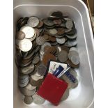 A tub of GB & world coins