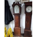 A 19th century long case clock, the decorated white enamel dial signed Wm. Blanchard - Hull, and