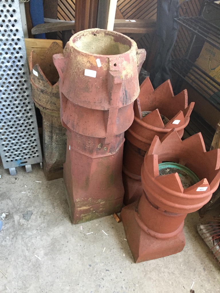 3 chimney pot crowns and 2 others.