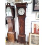 A 19th century long case clock, the unsigned white enamel dial having Roman numerals, 60s subsidiary