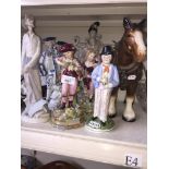 Various porcelain figures and a pot horse