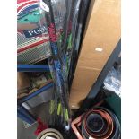 7 pole fishing rods and a table top pool table