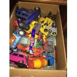 A box of die-cast and other model cars, Dinky, etc.