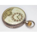 A 1920s Swiss eight day silver pocket watch, the dial signed 'Hebdomas Patent', with Arabic