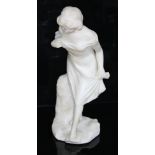 Ugo Passani (Italian, Florence School), carved alabaster figure modelled as a girl admiring shoes,