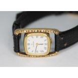 A vintage 18ct gold and diamond Eterna ladies quartz wristwatch, the 16 x 23mm case set with 18