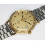 A vintage 1972 Omega Electronic f300Hz De Ville Chronometer 198.0032 gold plated wristwatch with