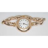 A 1920s 9ct gold Rolex ladies wristwatch with signed white enamel dial, Arabic numerals and spade