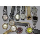 A collection of twelve mechanical and quartz wristwatches including Oris ,Sekonda, Swatch, Rotary,