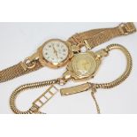 Two early to mid 20th century hallmarked 9ct gold ladies wristwatches comprising an Avia 15 jewel