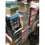 A large quantity of craft items - various filing storage drawers and boxes full.