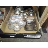 Two boxes of silver plate