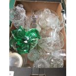 A box of various glassware