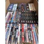 A box of DVDs