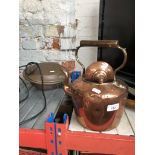 Copper warming pan and copper kettle