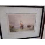 After Will Henderson. sailing boats on the water, coloured mezzotint, signed in pencil lower right