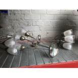 3 ceiling light fittings with glass shades