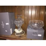 Waterford crystal table lamp and Waterford crystal bowl - both with boxes