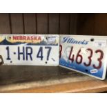 Two American auto licence plates - Nebraska & Illinois