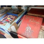 A box of battlebooks and a box of vintage boys adventure books