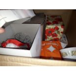 A box of Christmas decorations