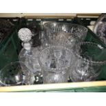 Green crate of glassware