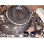 A box of plated ware etc.