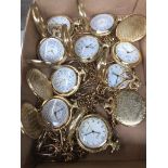 Ten reproduction pocket watches.