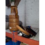 A West German vase with umbrellas, together with a bundle of walking sticks