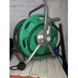 A Hoselock garden hose on reel