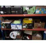 15 boxes of mixed household items including brassware, pottery, glass, linen, planters etc