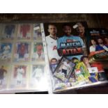 A large collection of approx 300 Match Attack cards from various seasons, in binder with tin of card