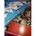 A box of vintage games including Tiddlywinks, solitaire, etc