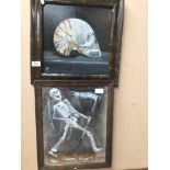 2 Harry Hurst skeleton oil paintings.