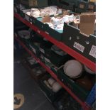 17 boxes of misc pottery, household items, plates, mugs, saucers, ceramics, ornaments, light