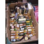 A box of malt whiskey miniatures - majority of bottles sealed.