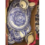 A box of Spode Blue Italian and other Blue and White China