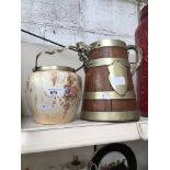 Busicuit barrel and metal mounted oak jug